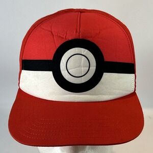 Pokemon Trainer Ash Ketchum Red Snapback Hat Cap Poke Ball (YOUTH OSFM) 2017